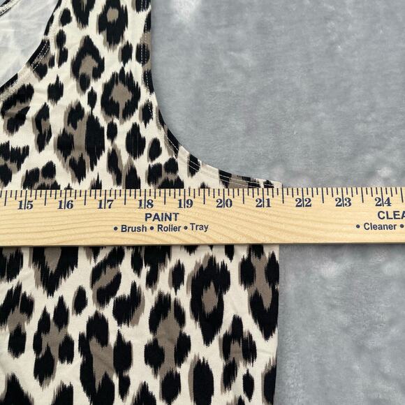 Chico's Tank Top Shell Womens 3 / US XL Animal Print Scoop Neck Nylon Stretch - Picture 7 of 13